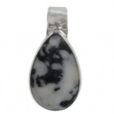 Teardrop Zebra Stone Pendant, Sterling Silver